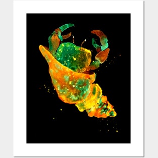 Golden and Turquoise Hermit Crab Posters and Art